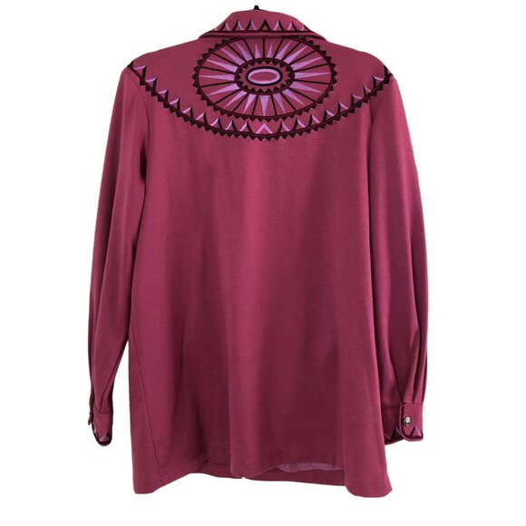 Bob Mackie Womens Jacket Embroidered Aztec Western Sweater Pink Purple Size M - Picture 2 of 6